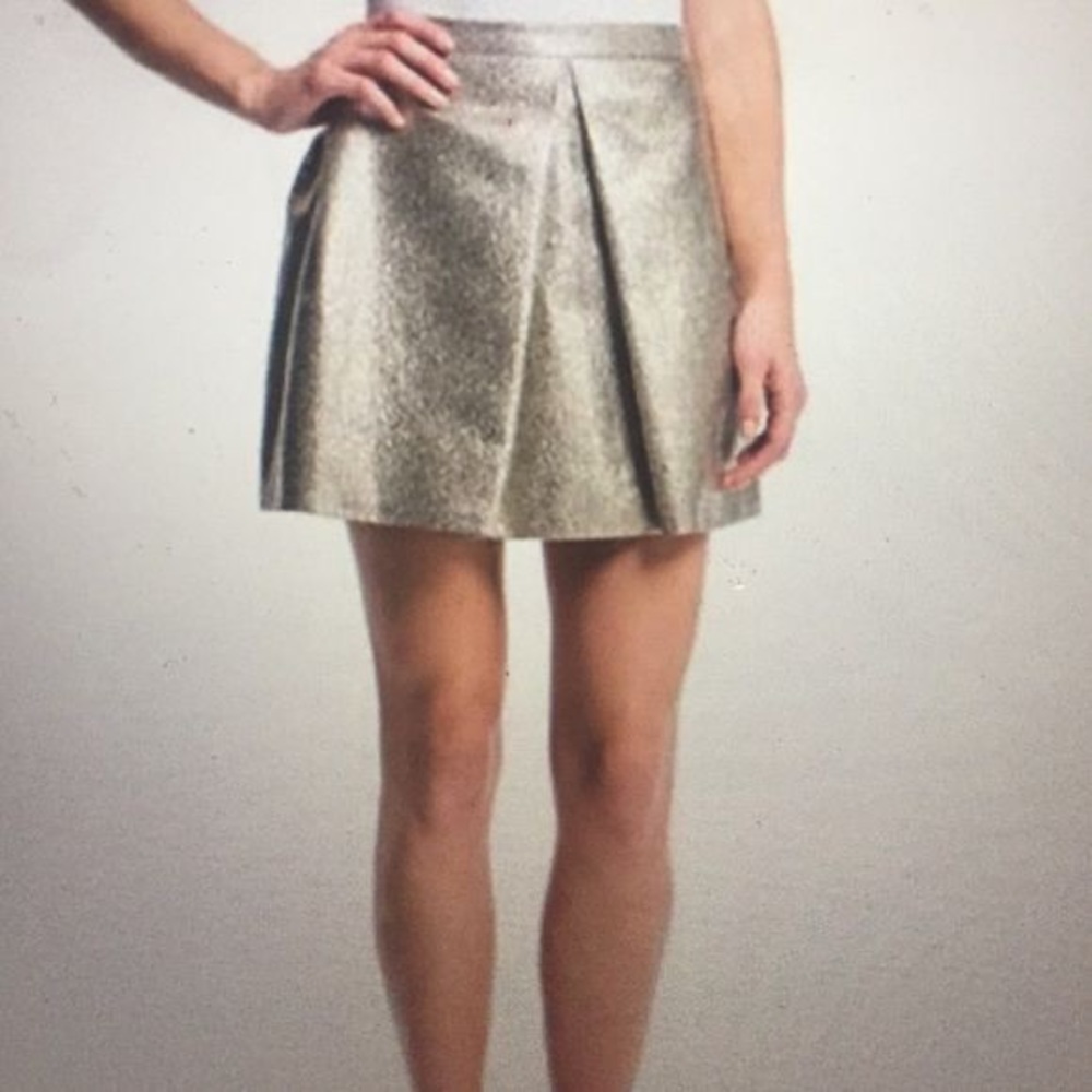 1. State Flare Metallic Gold Mini Skirt